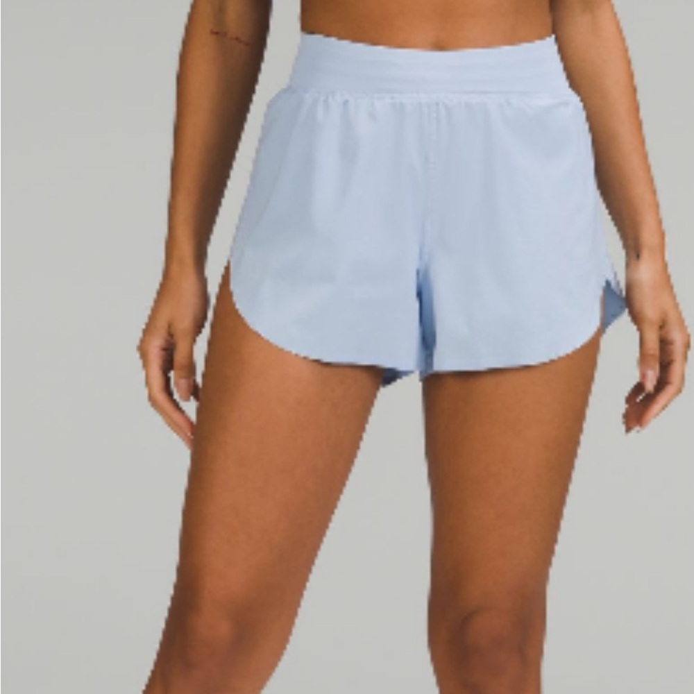 Lululemon Find Your Pace 3in Lined Shorts- Blue Linen
